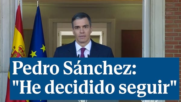 Pedro Sánchez en la comparecencia donde anuncia que no dimitirá.